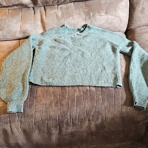 Double Zero Cropped Mint Crewneck Sweater